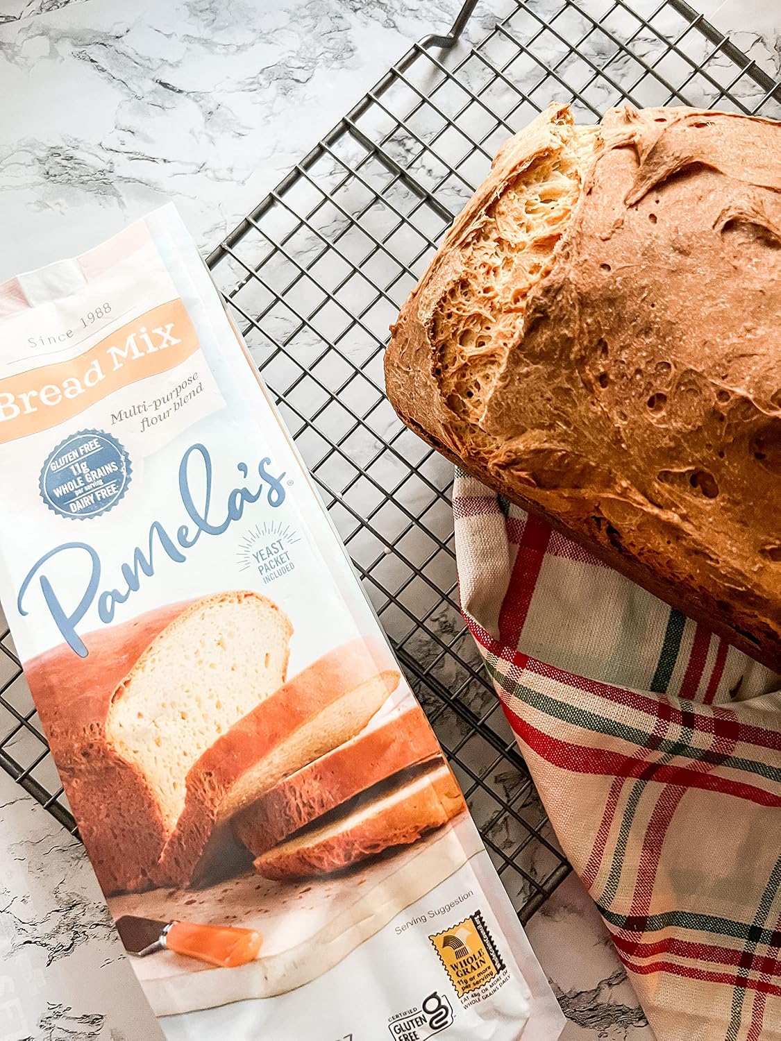 Pamela's Gluten Free Bread Mix With Yeast Packet, Multi-Purpose, Dairy Free, 11 Whole Grains, 19 Ounce (Pack of 6)