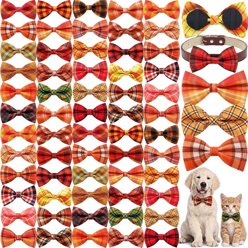 Pingentes para Coleira de Cães e Gatos em Laços Xadrez de Poliéster Silkfly, Pacote com 60