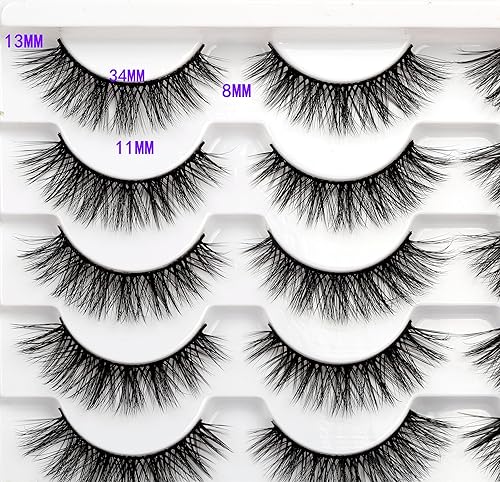 Miniatura 2 de Pooplunch Pestañas postizas esponjosas de ojo de gato, pestañas postizas cortas 8D naturales de volumen completo, pestañas postizas de visón