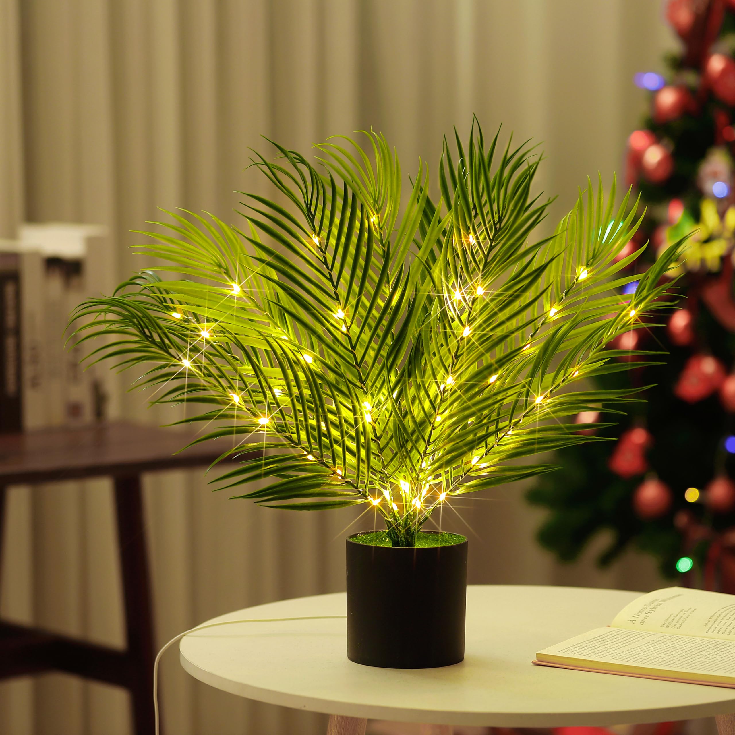 TURMTF Areca Palm LED Night Light, Artificial Plant Lamp Gift for Women Mom Wife, Birthday Mothers Day Christmas Decor Present, Soothing Bedroom Ambiance Light — image 1
