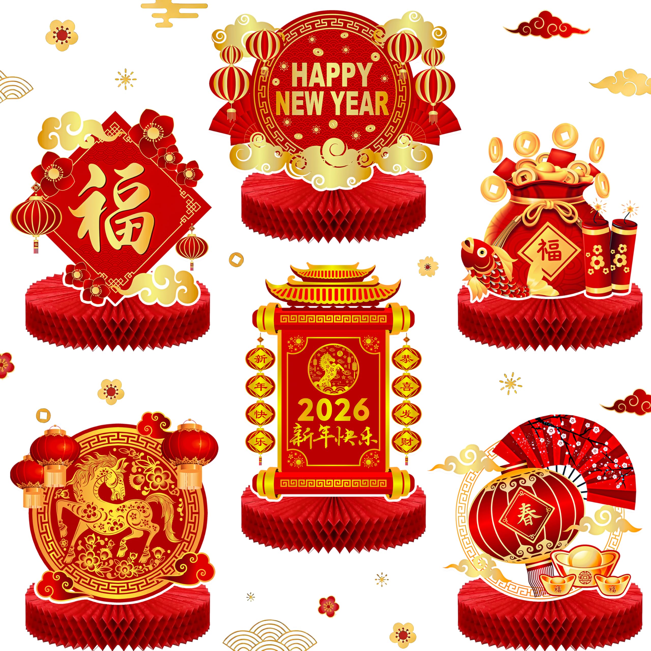 Amazon.com: 8pcs Chinese New Year Honeycomb Centerpieces 2026