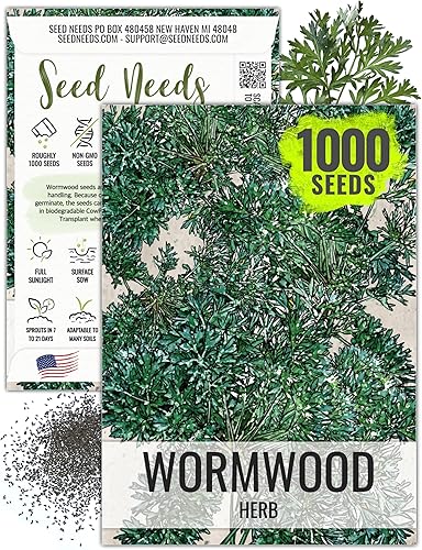 Seed Needs Semillas de ajenjo para plantar, sin OMG, hierba perenne sin tratar, hierbas medicinales para la digestión y la salud intestinal (paquete
