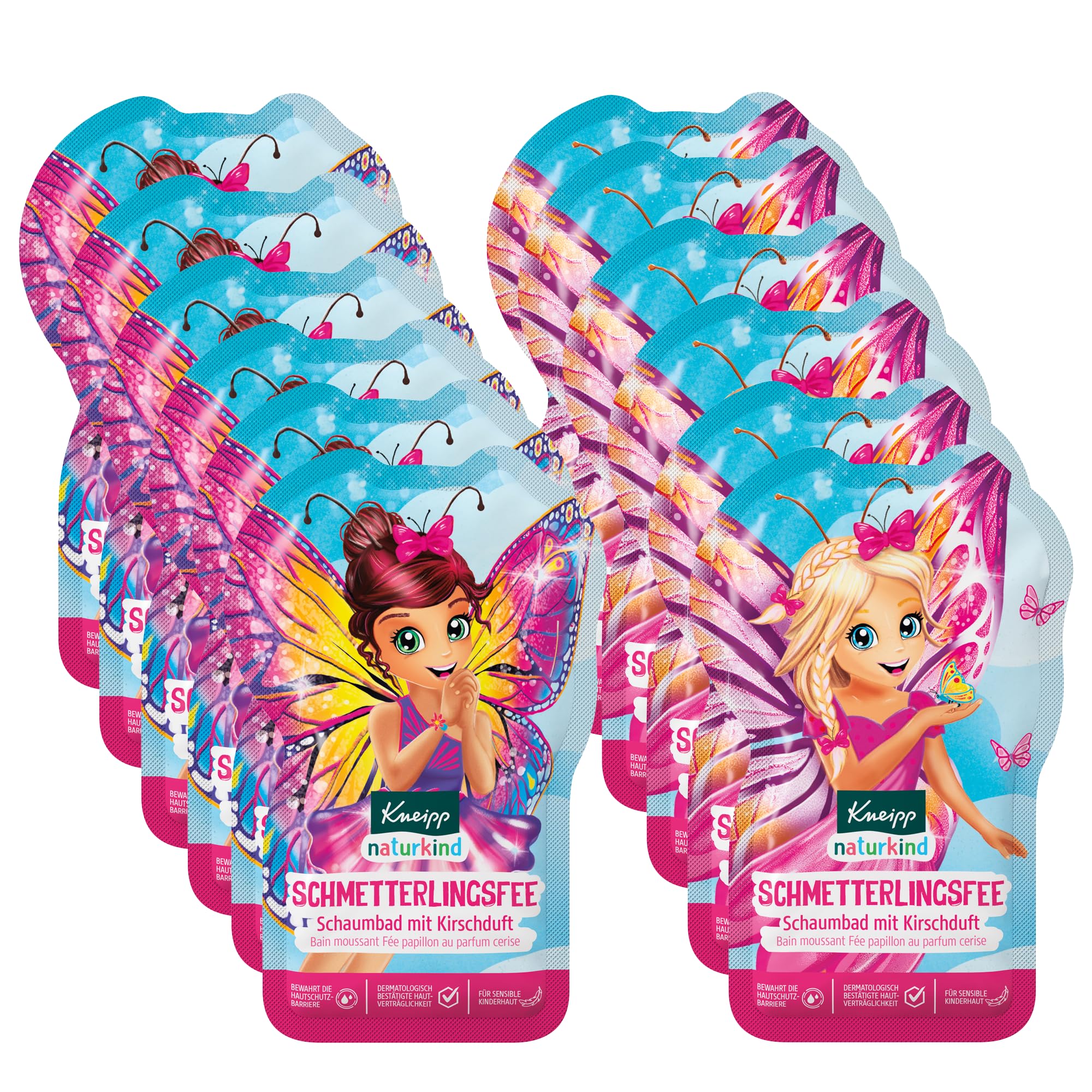 Kneipp naturkind Schmetterlingsfee Schaumbad - Badezusatz mit Kirschduft - Für sensible Kinderhaut - 12 x 40ml