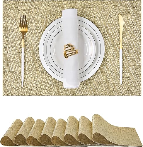 Miniatura 156 de Leetaltree - Juego de 6 manteles individuales, resistentes al calor, antideslizantes, para mesa de comedor, lavables, duraderos, tejido de PVC Azul