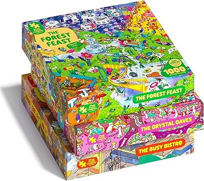 Magic Puzzles 3-Pack Series Two The Busy Bistro, The Crystal Caves, The Forest Feast 1000 Piece Jigsaw Puzzles from The Magic Puzzle Company