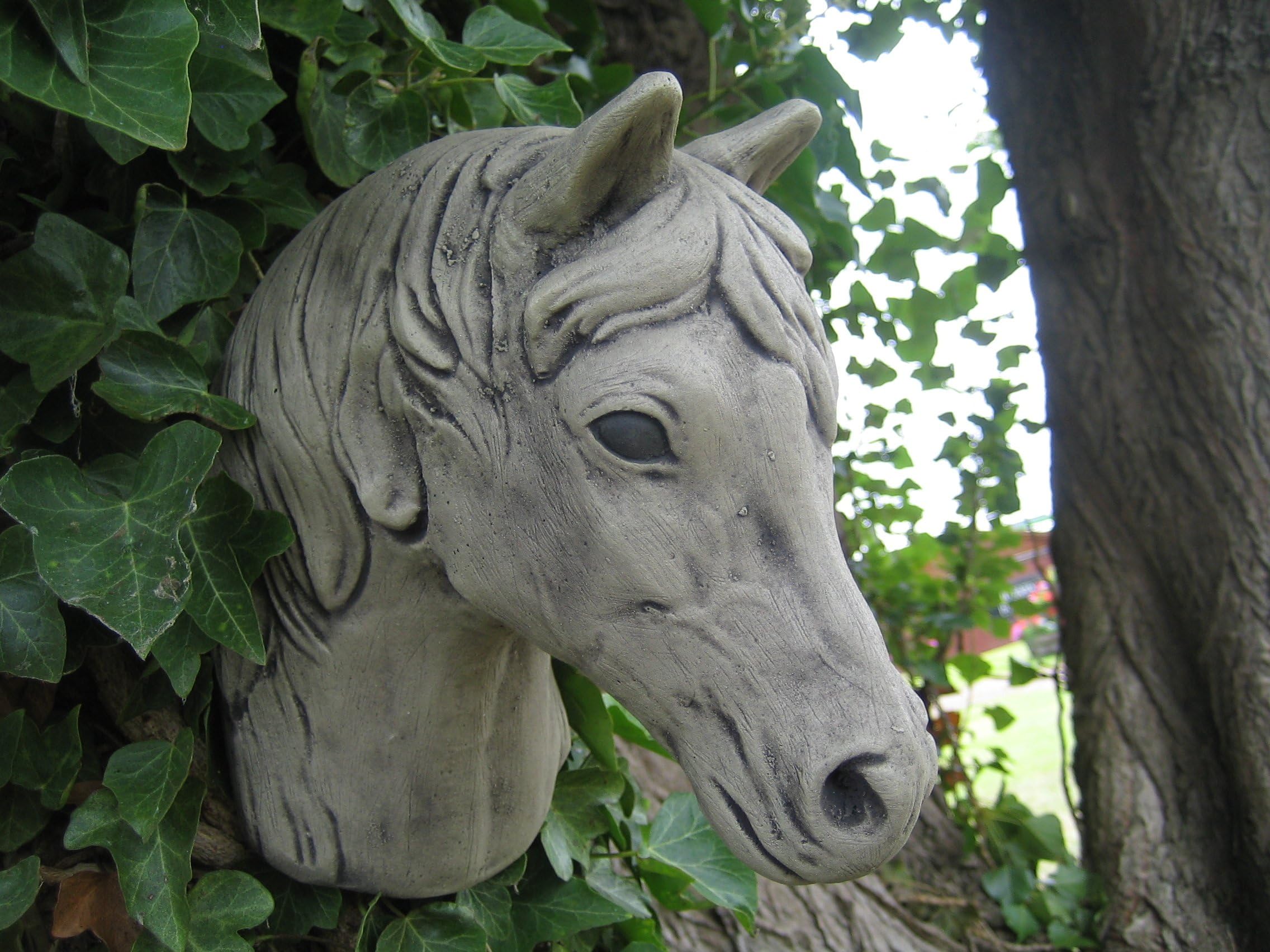 Horse head wall plaque stone garden ornament