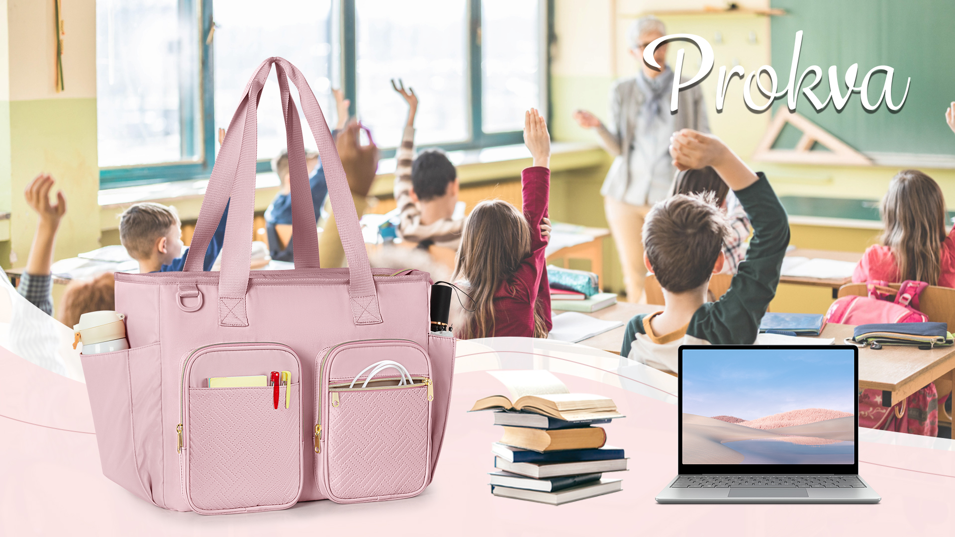 RAINSMORE Borsa Lavoro Donna per Insegnante Borsa Porta PC 15,6 Pollici Borsa Donna Tote per Ufficio Università Scuola