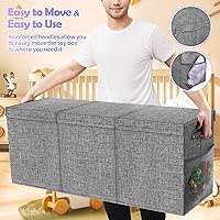 Vista 5 de Caja de juguetes extra grande con tapas, plegable, resistente, cajas organizadoras de almacenamiento de juguetes para niños y niñas, 40 x 14 x 16