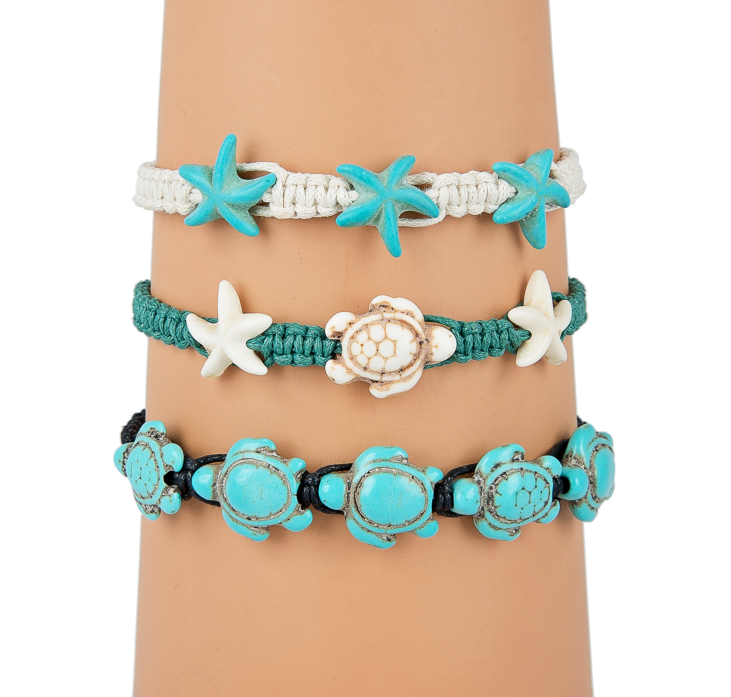 Beach Collection juego de pulsera o tobillera de tortuga y estrella de mar, aleación, turtle-starfish 3