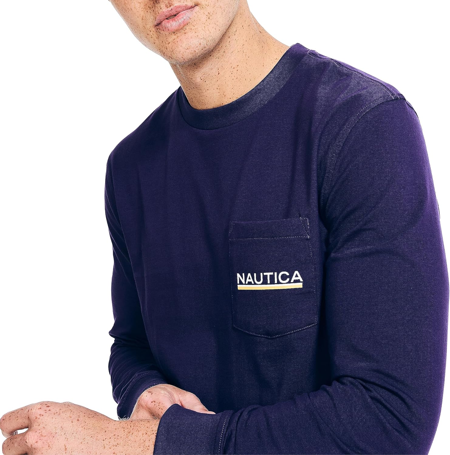 Nautica Men's Long-Sleeve Graphic Pocket T-Shirt