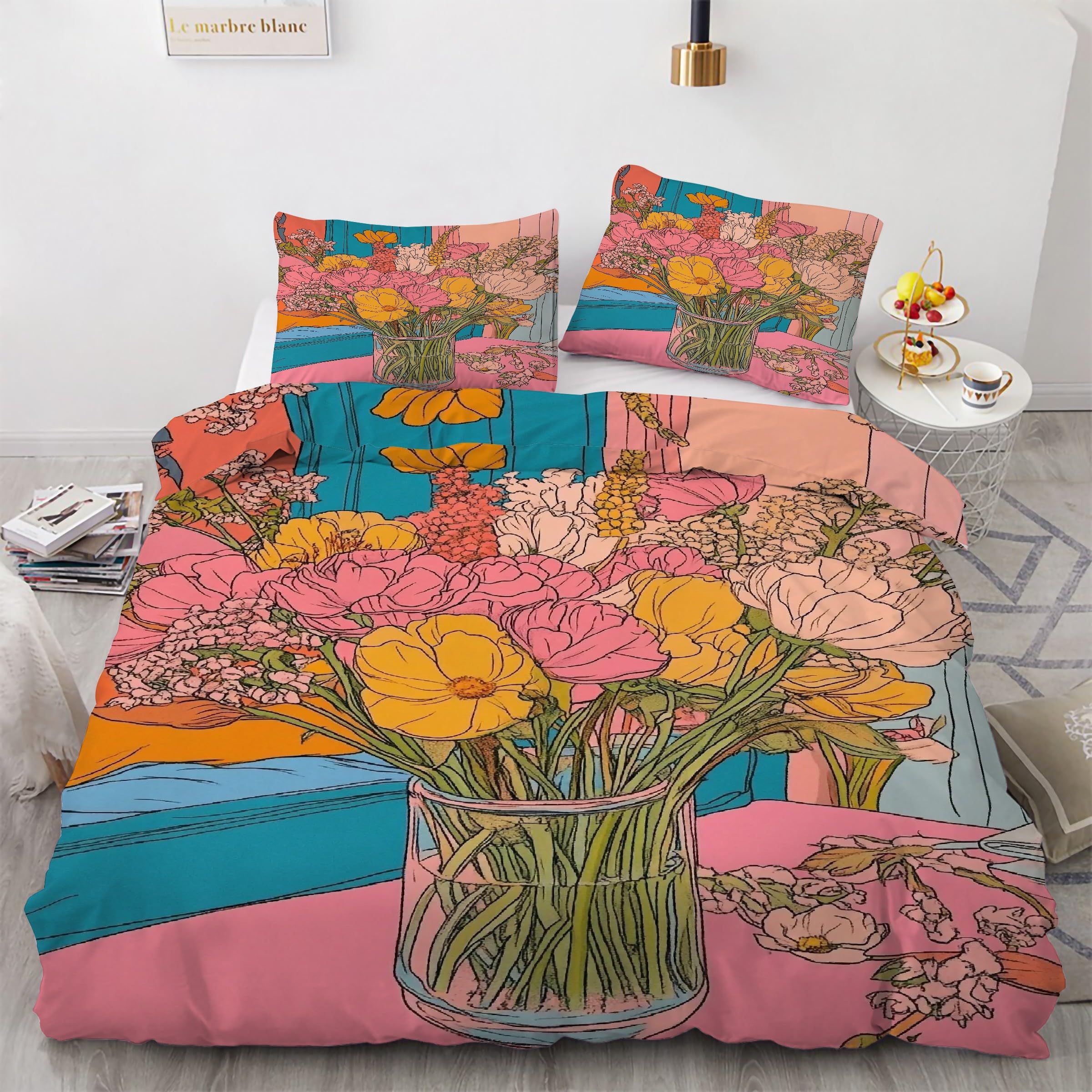 Housse de couette fleurs 90x190 zippée pour en finir avec la couette qui glisse