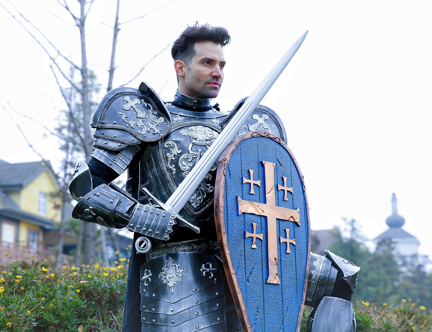 LOOYAR PU Foam Middle Ages Medieval PU Foam Arming Knightly Sword Weapon Toy for Knight Soldier Warrior Costume Battle Play Halloween Cosplay LARP