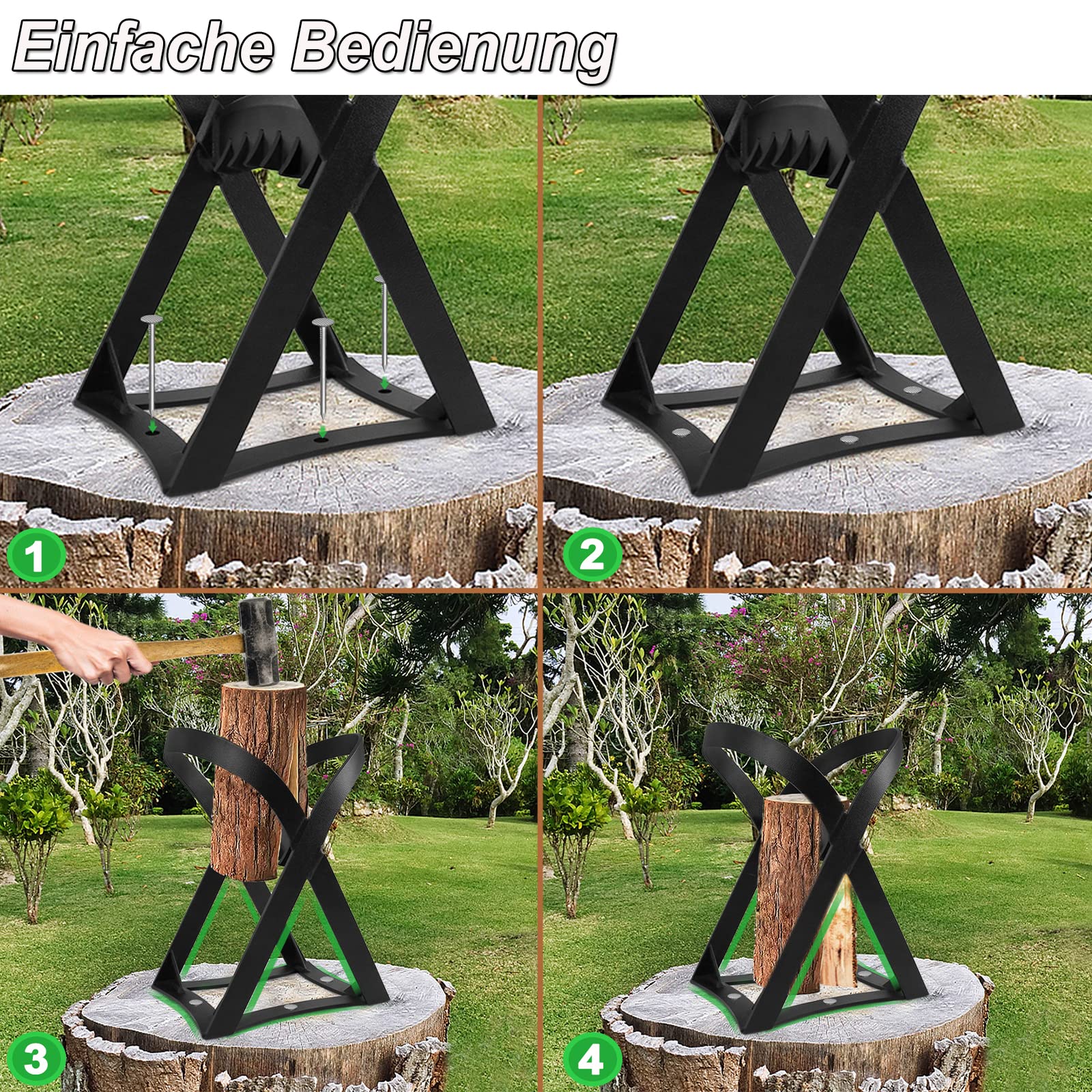 Spaccalegna Manuale In Acciaio - Per Legna Da Ardere Da 19cm - Sicuro E Facile Da Usare - Foto 7