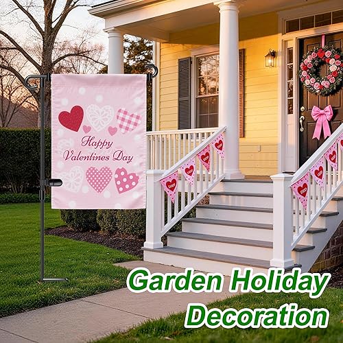 Miniatura 2 de HOOSUN Soporte para bandera de jardín, fácil de instalar, hierro forjado fuerte y resistente, se adapta a mini bandera de 12.5 x 18 pulgadas con 1