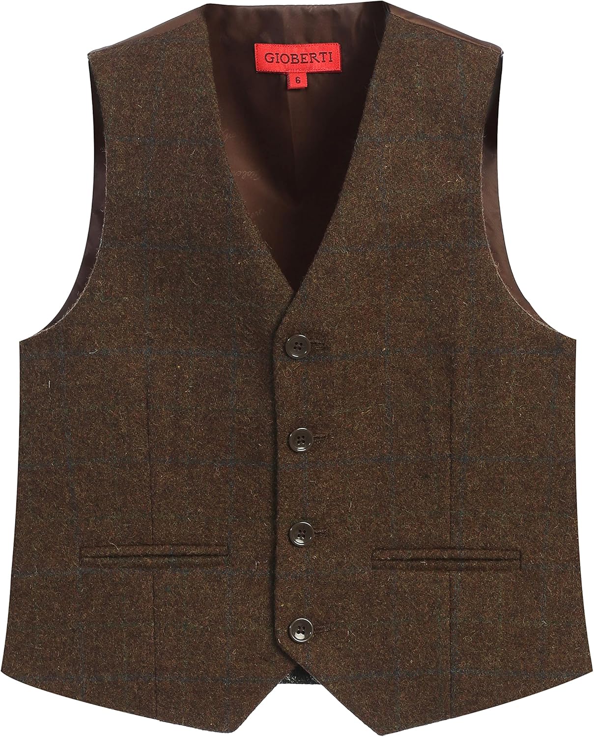 Gioberti Boy’s Tweed Plaid Formal Suit Vest Gioberti Boy’s Tweed Plaid Formal Suit Vest
