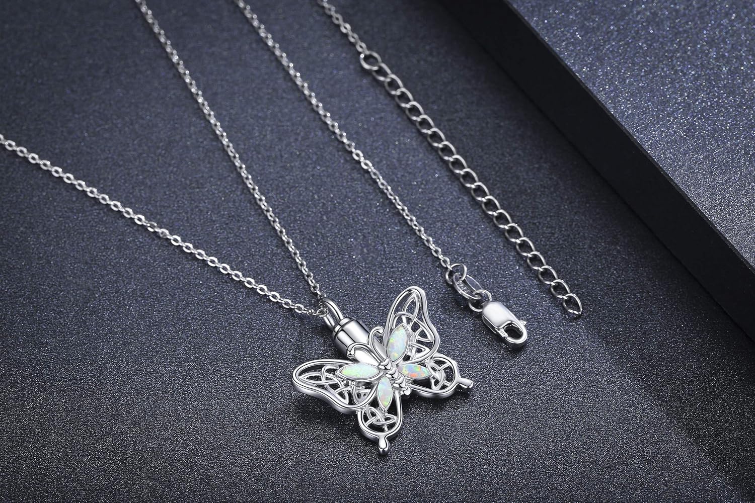 CHENGHONG Butterfly Urn Necklace for Ashes for Women 925 Sterling Silver Celtic Knot Irish Necklace Cremation Jewelry for Ashes for Human Keepsake Memorial Jewelry Gifts for Ashes - Image 3