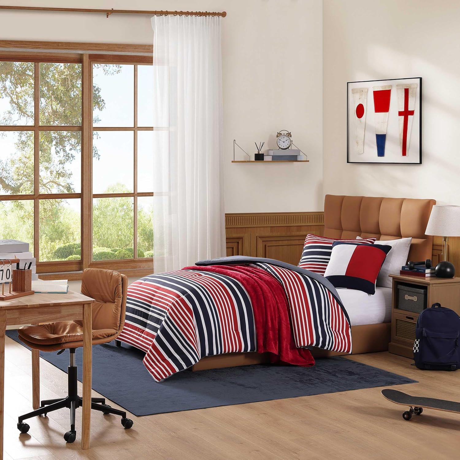 Tommy Hilfiger - Twin/Twin XL Comforter Set, 100% Soft & Smooth Reversible Bed Set, Striped Bedding for Year Round Comfort, 2 Piece Bedding with Matching Pillowcase (Favorite Stripe Red)