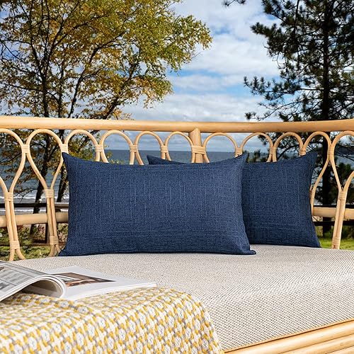 Vista 43 de Kevin Textile - Juego de 2 fundas de almohada decorativas para exteriores, impermeables, clásicas, para patio, sofá y banca, de 16 x 16 pulgadas