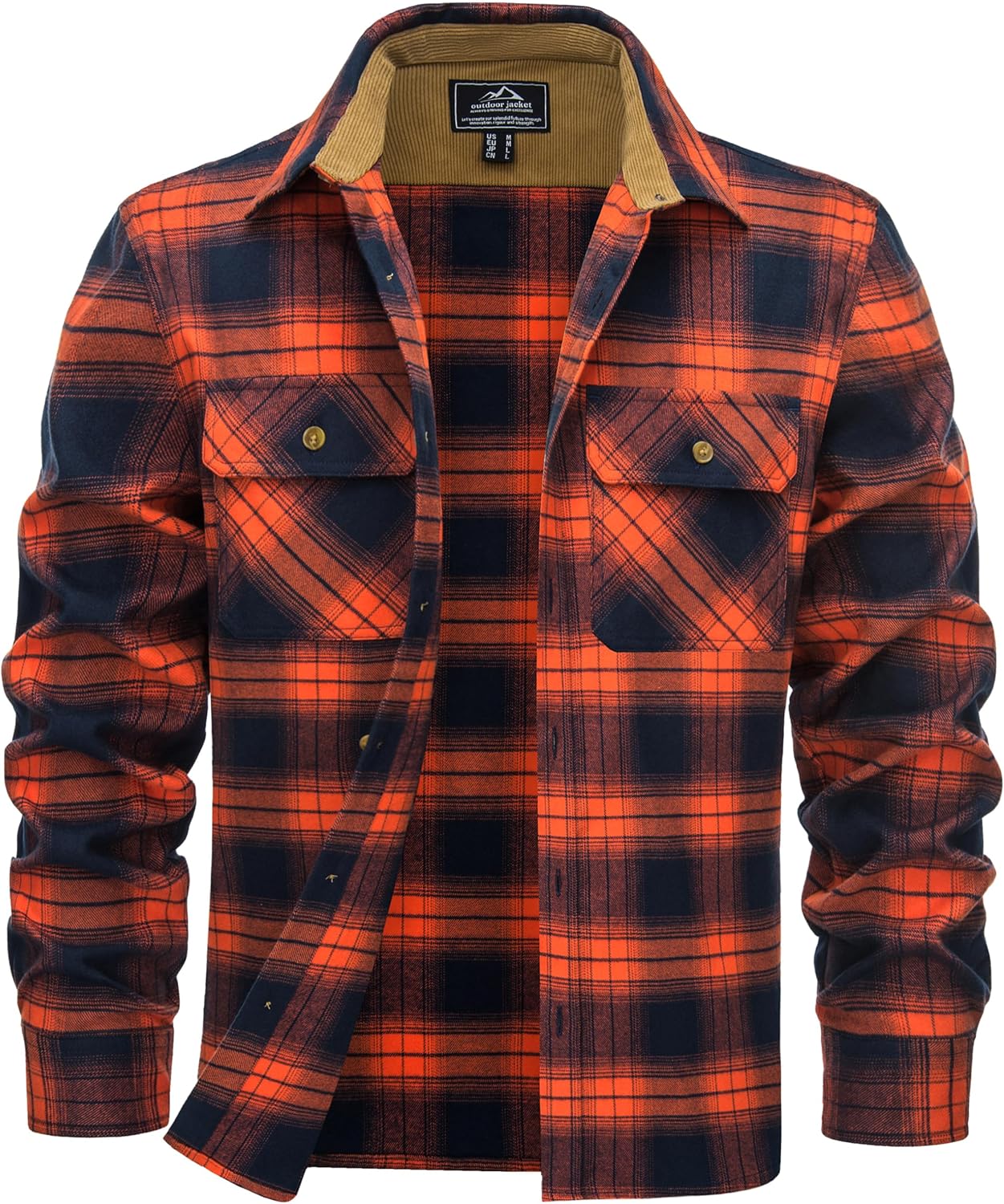 Cotrasen Flannel Shirt for Men Plaid Regular Fit Long Sleeve Cotton Button Up Casual Work Shirts Jacket with 2 Pockets
