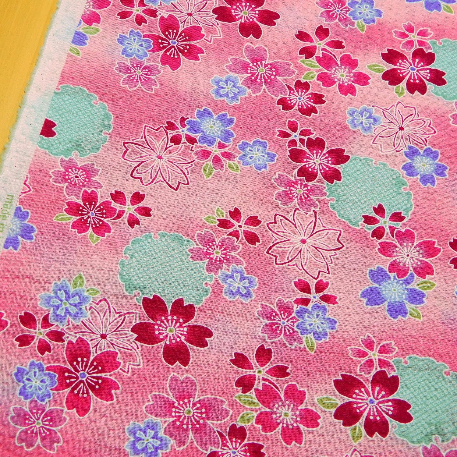 Amazon | リップル 生地 桜 桜柄 和柄 花柄 女の子 浴衣 ゆかた 布 甚平 布地 ハンドメイド ファブリック 子供【1ｍ単位】 (ピンク)  | 布・生地 通販