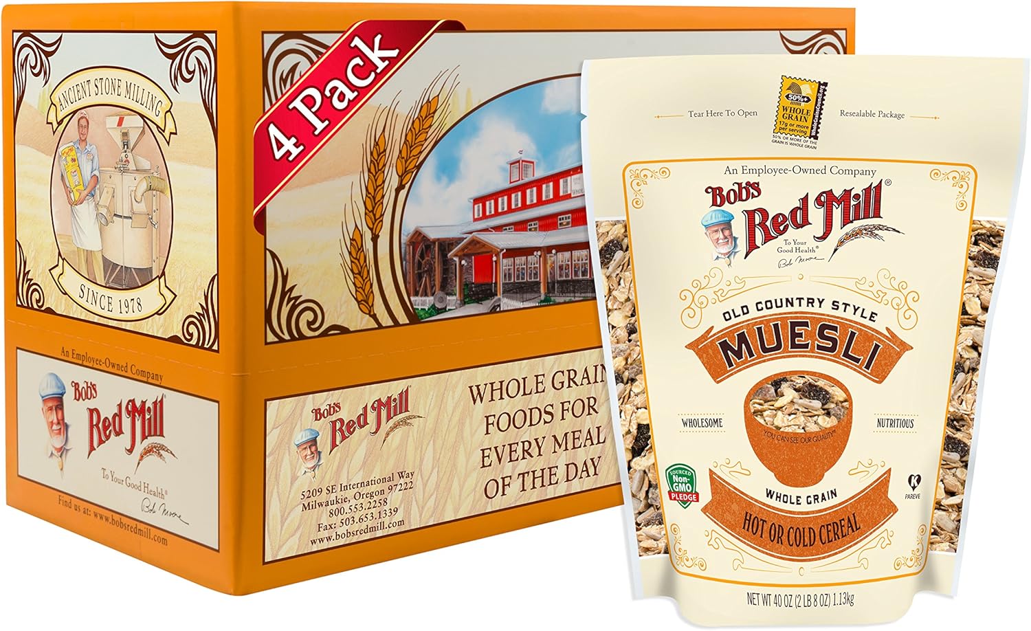 Bob's Red Mill Old Country Style Muesli Cereal, 40 Ounce (Pack of 4) (Packaging May Vary
