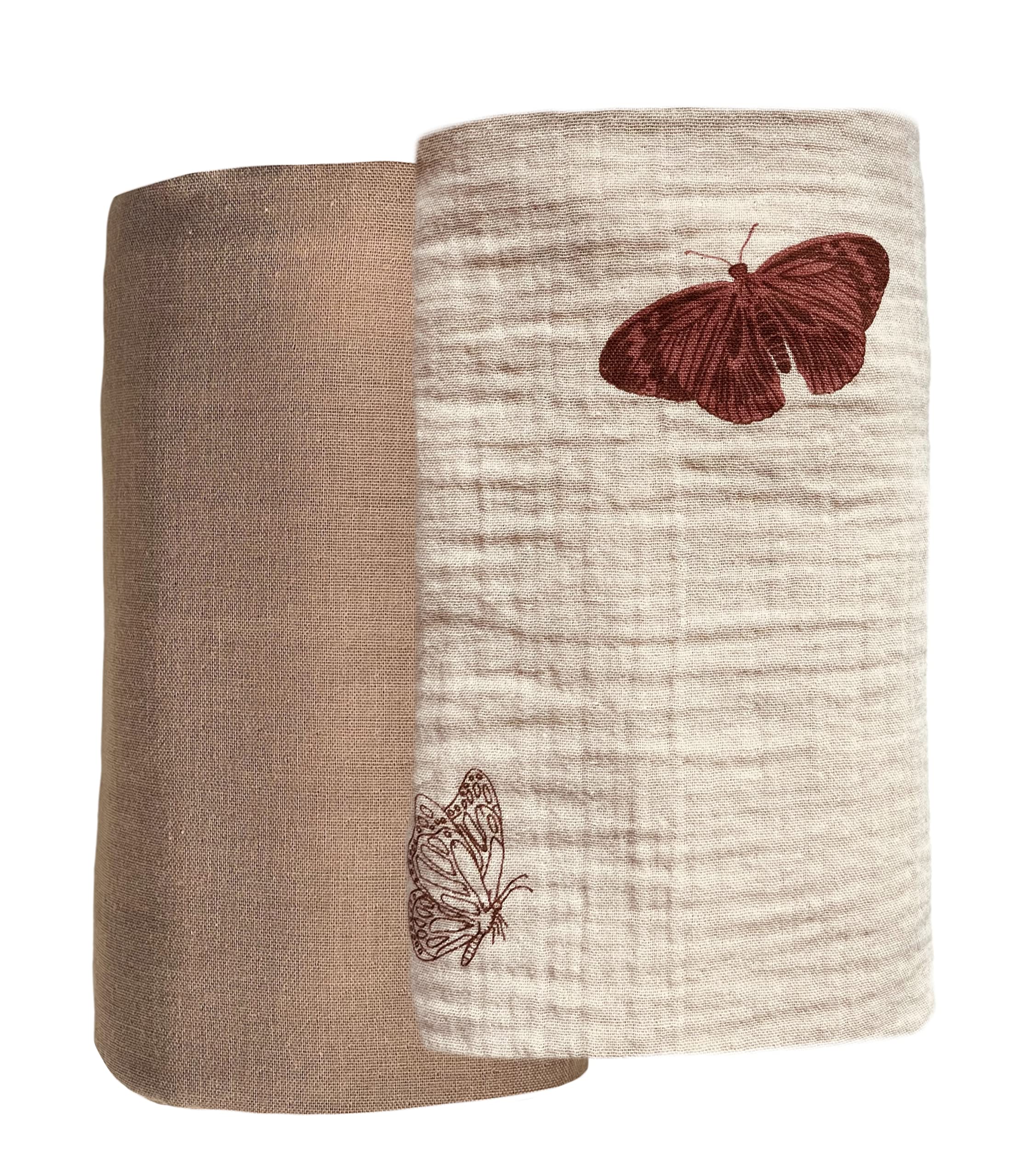 Leyl&Ari Muślinowy koc do przewijania, 100% bawełna organiczna (zestaw motyli boho)