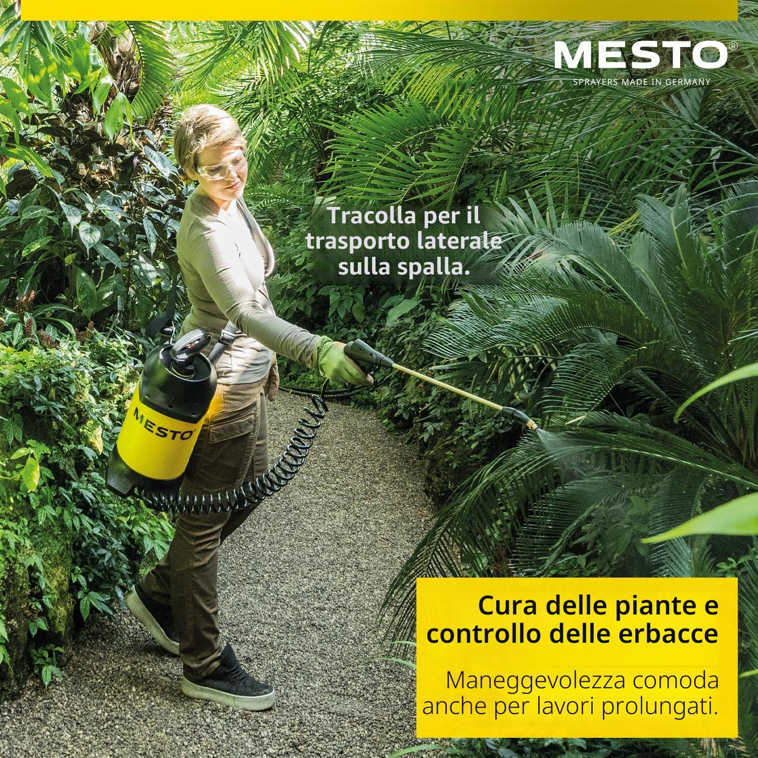 MESTO Set professionale di 5 spruzzatori a pressione da 5 l, con filtro di riempimento MESTO, 120 mm, spruzzatore a pressione da 3 bar, flacone spray per casa e giardino, per piante e piante