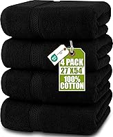 Utopia Towels 4-Pack Premium Bath Towels 600GSM - 100% Ring Spun Cotton, Super Absorbent Quick Dry 27x54 Black Set