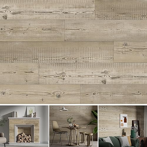 Tablones de vinilo para pared, paneles de vinilo autoadhesivos para paredes, fácil instalación (12 piezas18 pies cuadrados por caja), pino