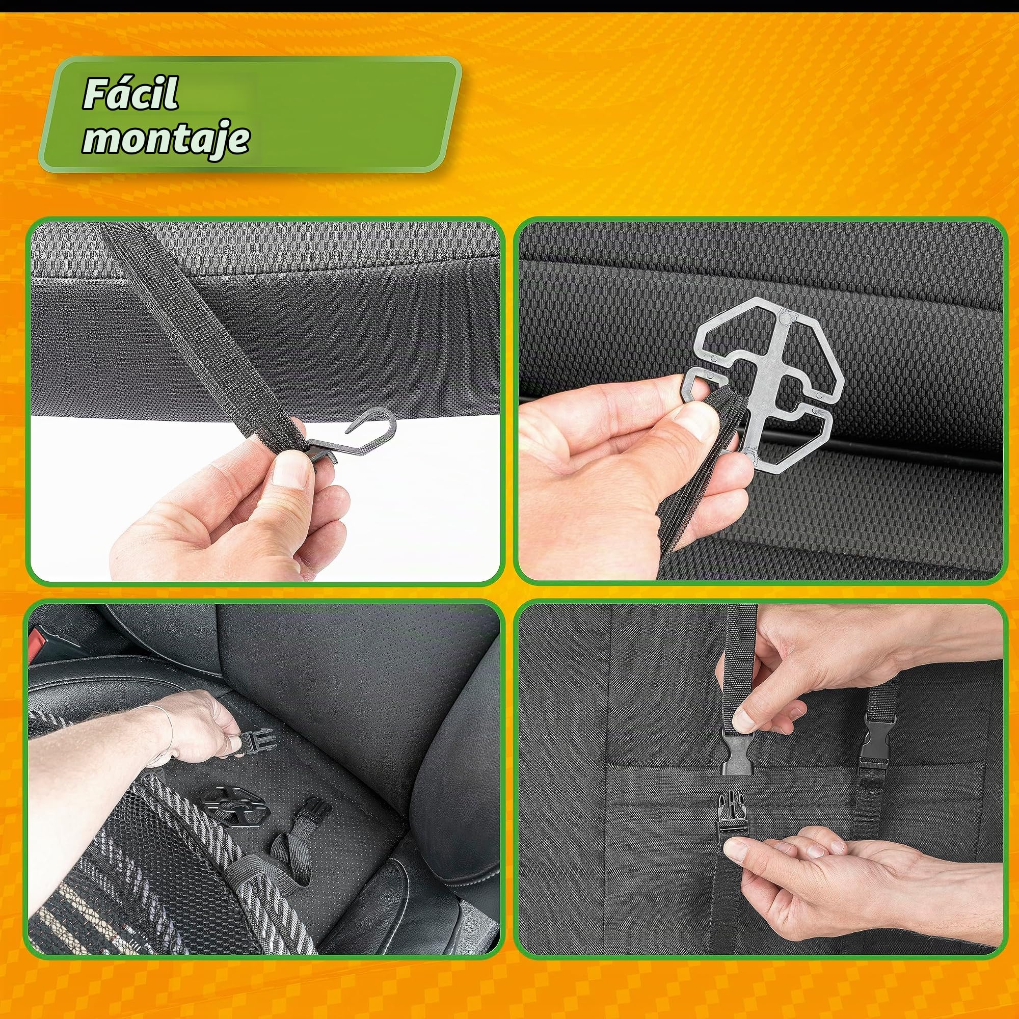 CarComfort funda de asiento de bambú transpirable, funda de asiento de coche con bambú, cubierta de plaza universal en beige/negro