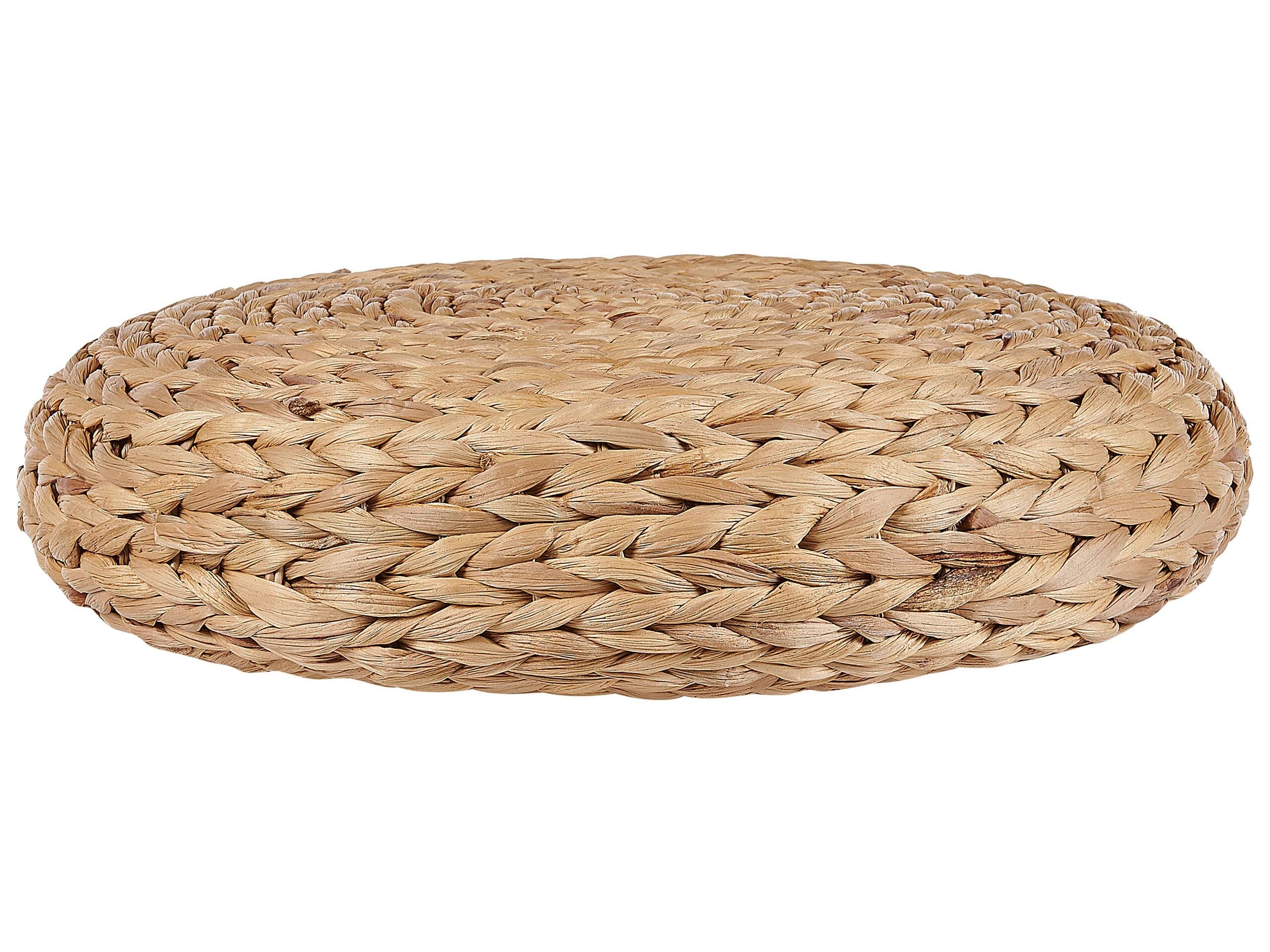 Beliani Cuscino da pavimento giacinto d'acqua naturale 40 x 40 x 10 cm pouf rotondo boho