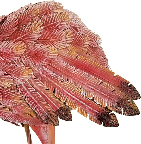 Miniatura 4 de Deco 79 Estatuas decorativas de metal con plumas dimensionales y detalles dorados, juego de 2 esculturas para exteriores de 6 pulgadas de ancho, 25