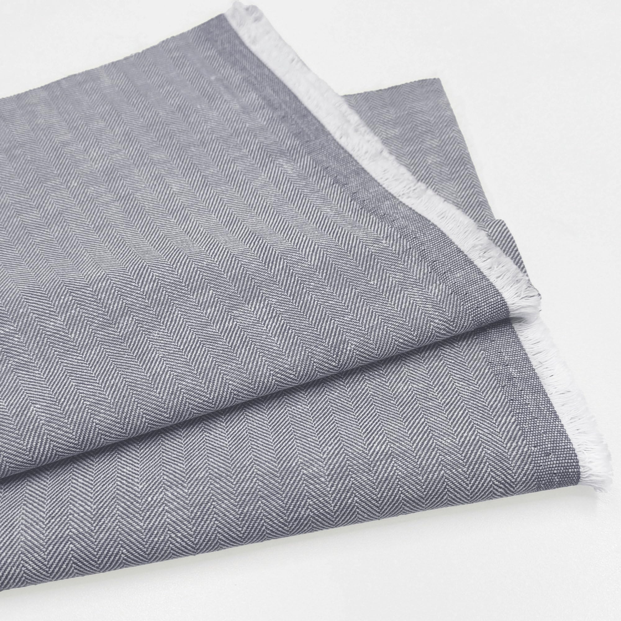 Discover Lifestyle & Fashion Fabrics Denim Herringbone Zig Zag Linen Cotton Blend Fabric – Soft Dressmaking, Upholstery, Curtains, Cushions & Craft Textile | 58" (147 Cm) Wide (Per Metre, )