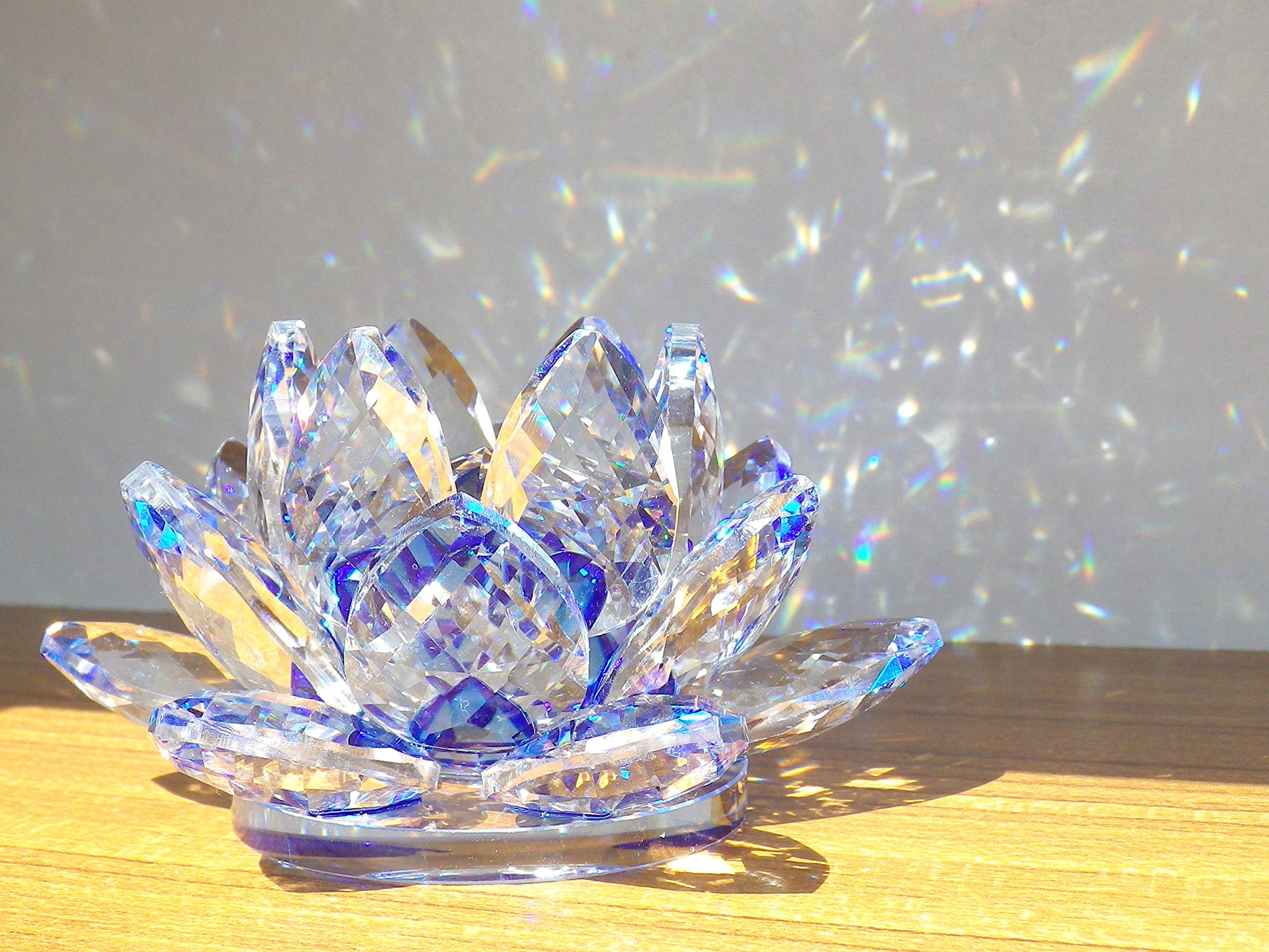 Amazon.co.jp: 【KKD】クリスタルガラス 蓮の花 ハス 置物 インテリア