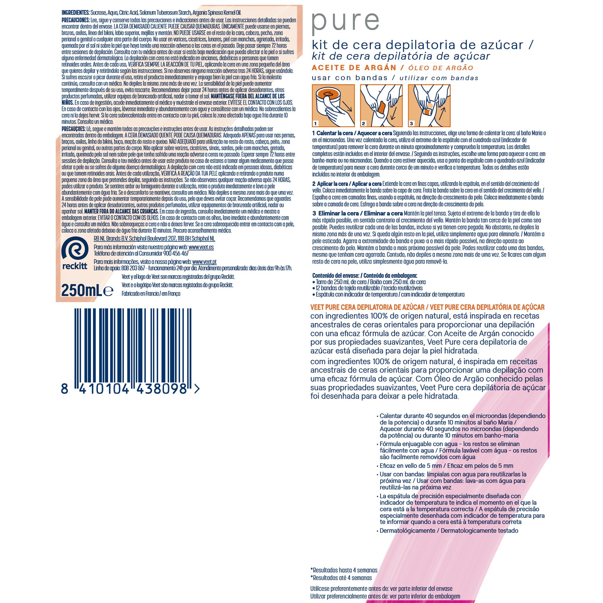Cera Depilatoria Natural Tibia Veet 250ml