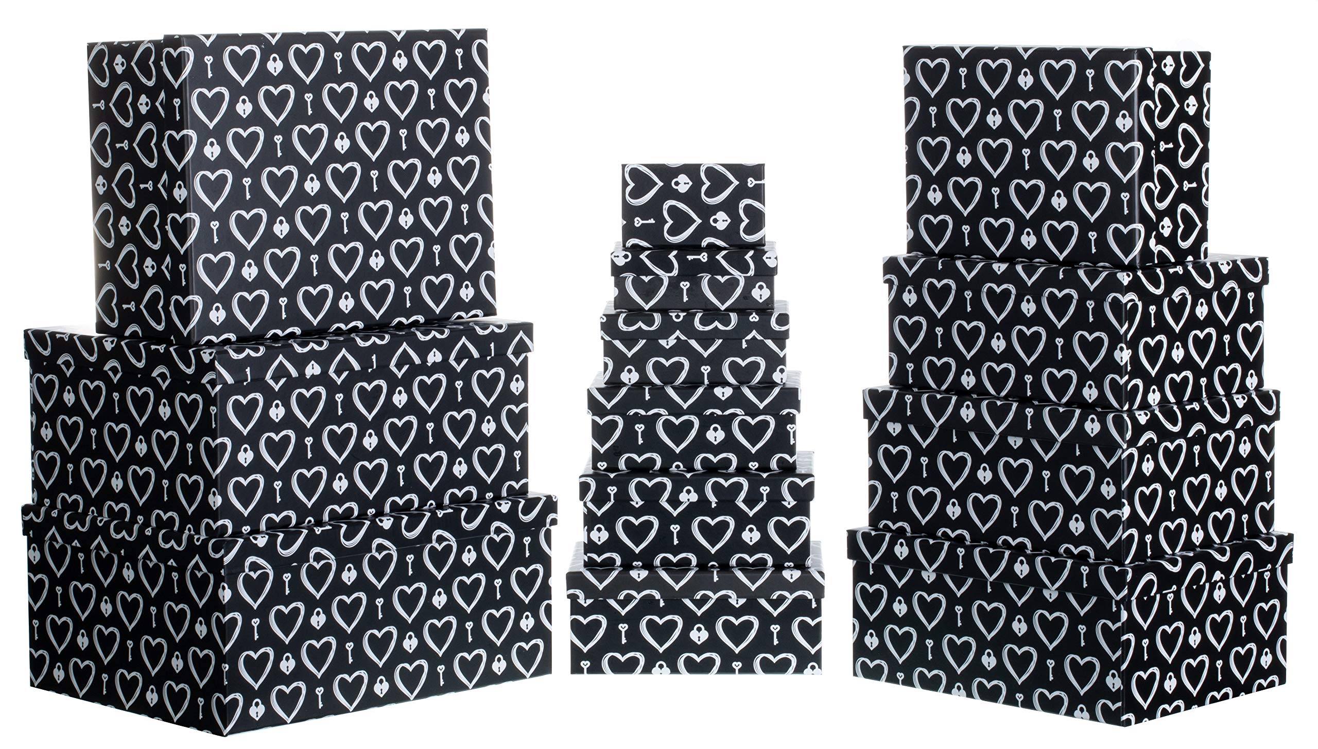 Brandsseller – Set 13 Scatole Regalo In Cartone Con Coperchio, Dimensioni Assortite E Colori Variopinti