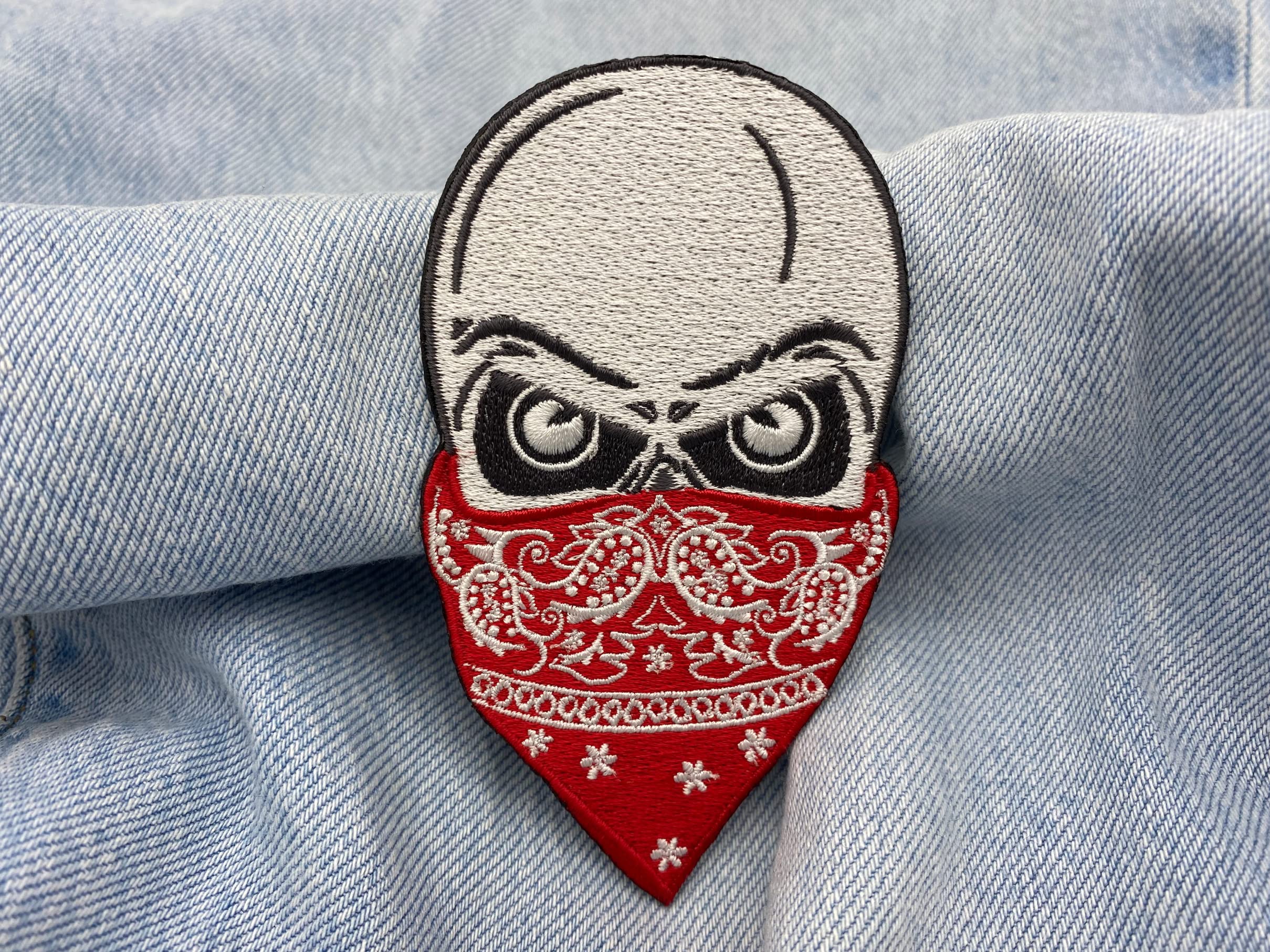 Toppa Da Stirare O Cucire Toppa Termoadesiva Teschio Con Bandana Rossa