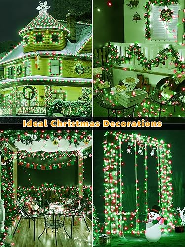 Miniatura 7 de 500 luces LED de Navidad de 164 pies, tira de luces impermeables para exteriores con control remoto y temporizador, luces de árbol de Navidad con 8