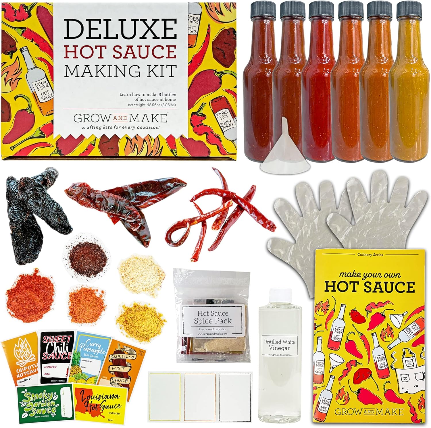 Deluxe Hot Sauce Making Kit Includes Everything Needed to Make 6