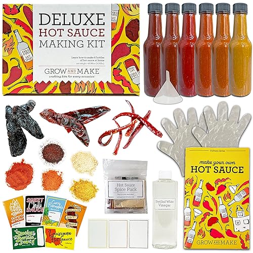 Kit de regalo de lujo para él para hacer salsa picante Aprende a hacer tu propia salsa picante con 6 recetas, pimientos secos, etiquetas coloridas