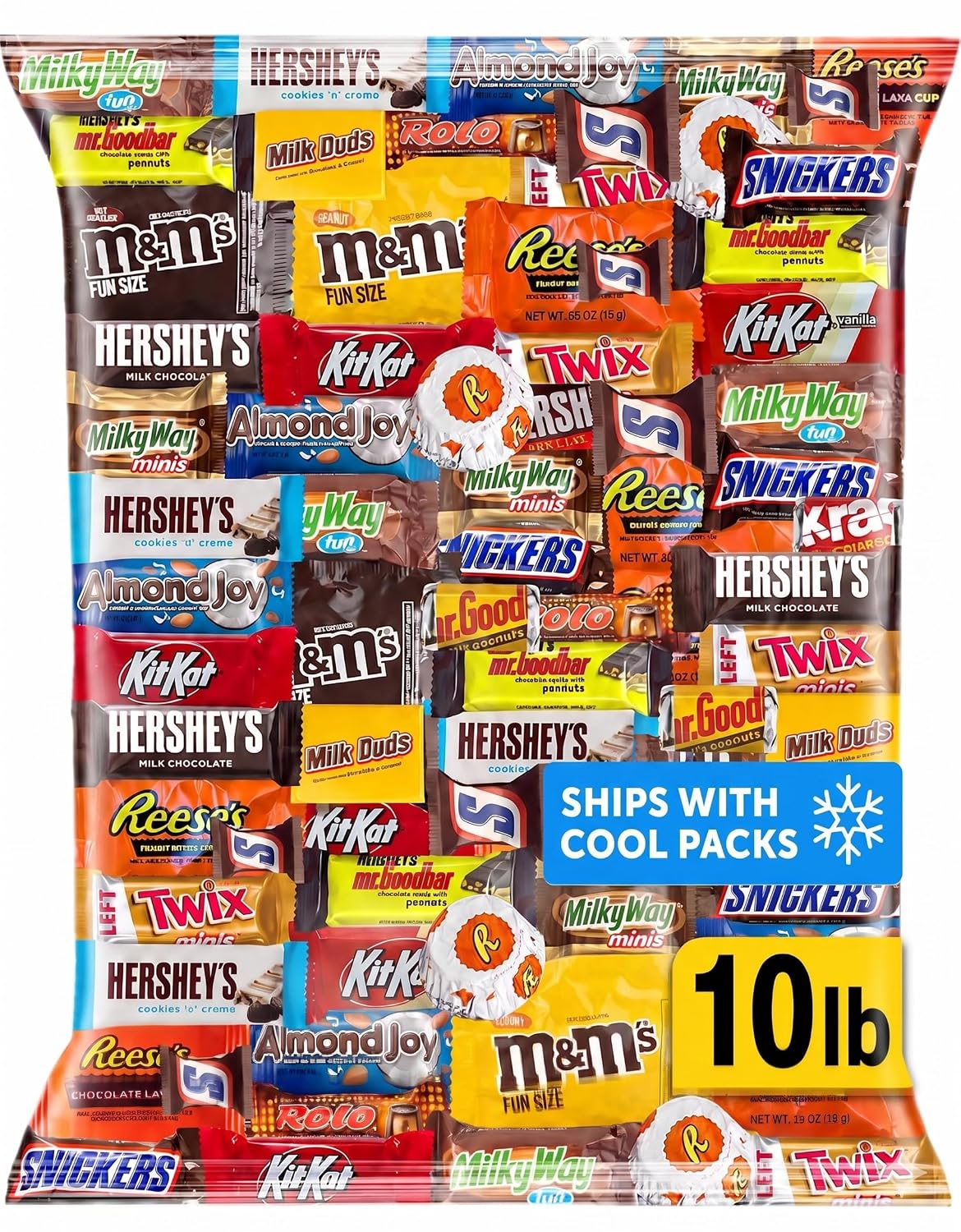 Chocolate Candy Variety Pack 10 lb - Individually Wrapped Fun Size Candy