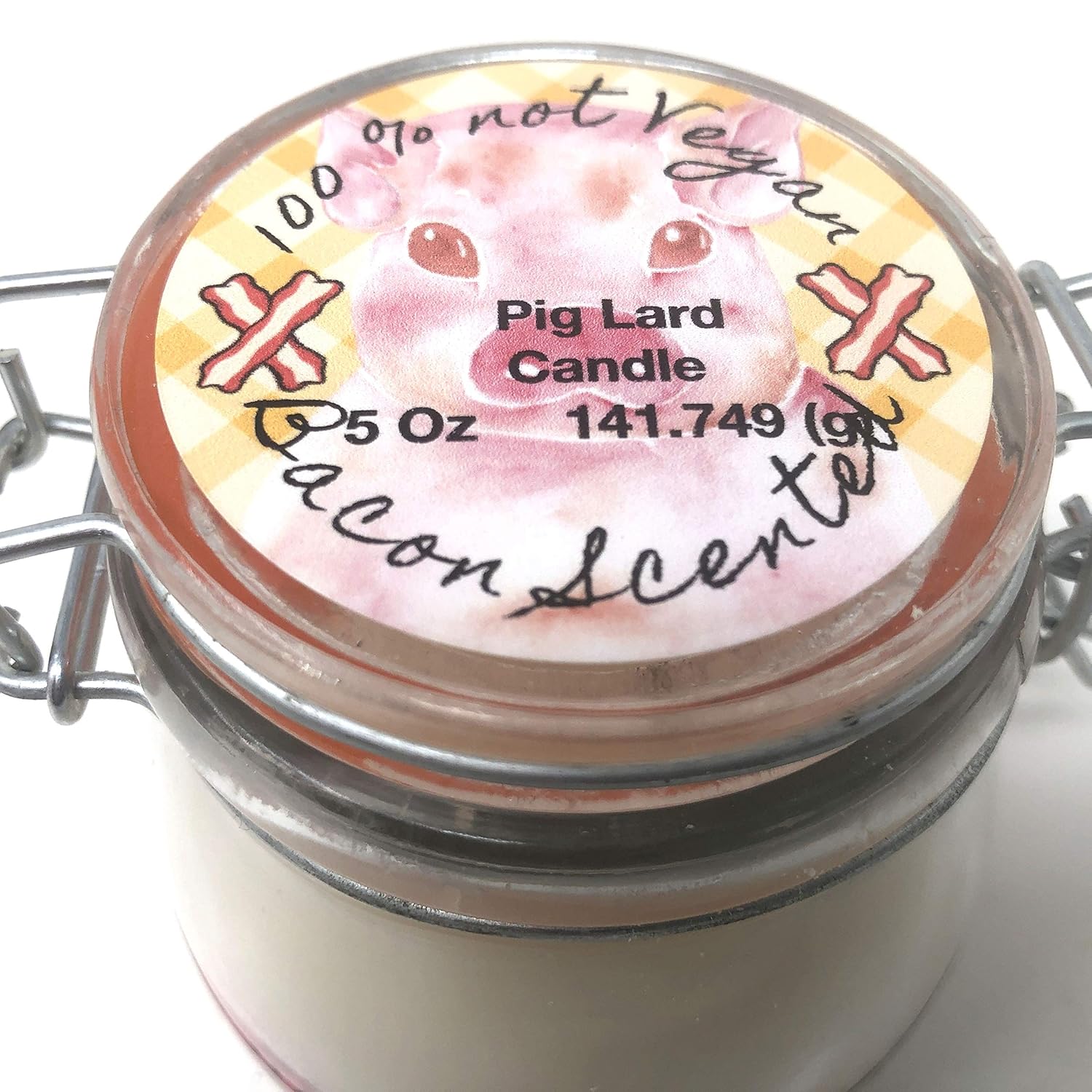 Pig lard candle bacon scented, 100 not Vegan, 5 oz