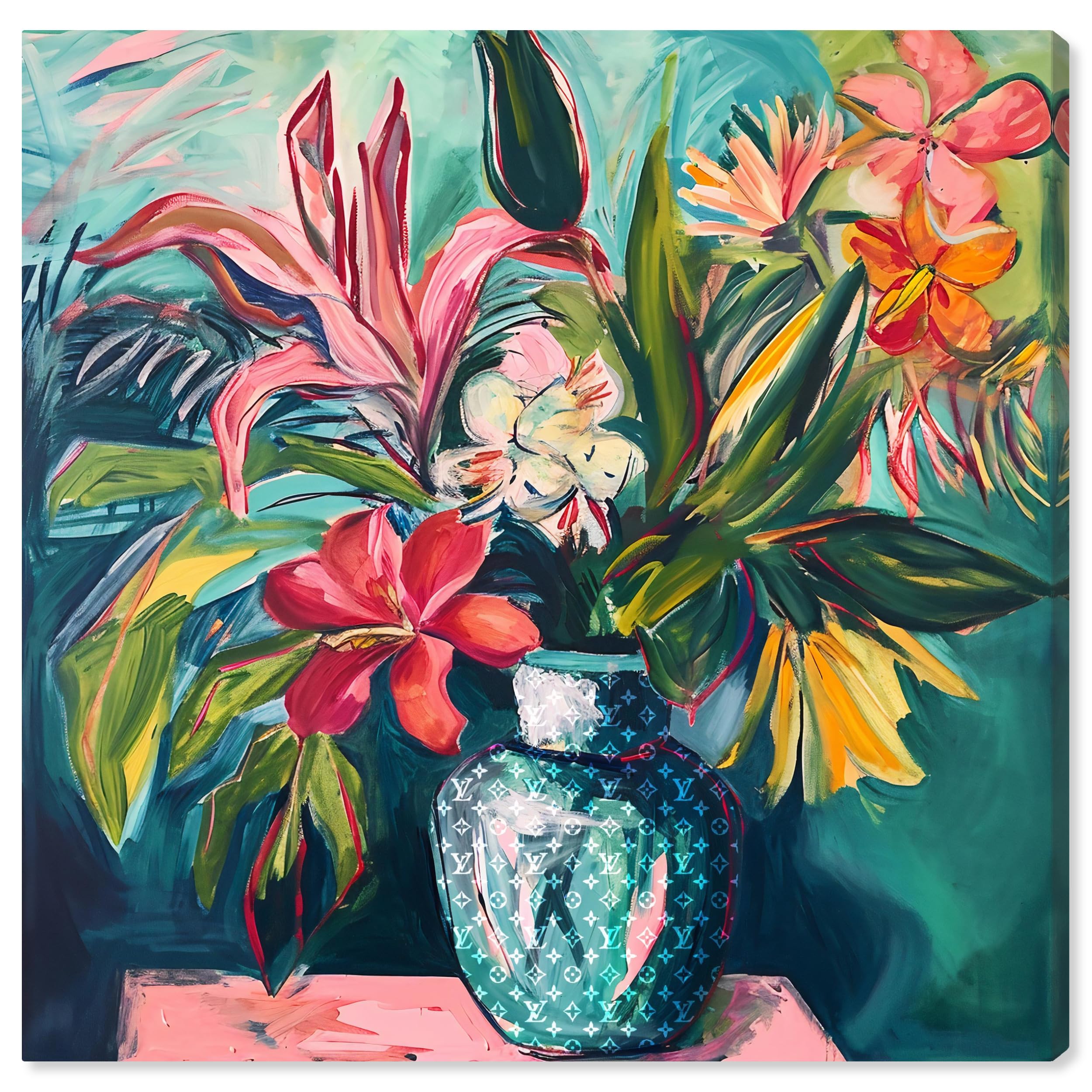 Amazon.com: Art Remedy Vase Of Tropical Flowers Gallery Wrapped