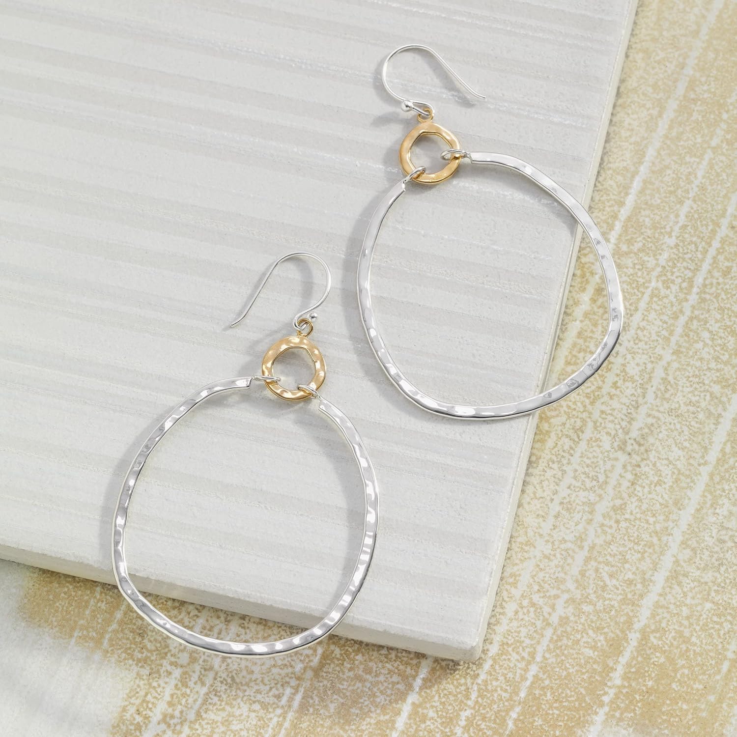 Silpada .925 Sterling Silver & Brass Hoop Earrings for Women, Jewelry Gift Idea, French Wire Back-Findings, 'Dynamic Duo' - Image 8