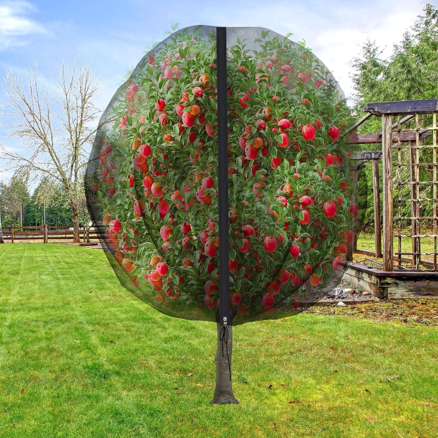Red de árboles frutales grande con cremallera y cordón, malla transpirable, red de protección contra insectos para jardín, cubierta de plantas, protección para pájaros para proteger las frutas y