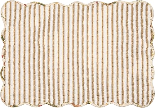 Miniatura 10 de C&F Home Sophia - Juego de 6 manteles individuales acolchados de algodón, reversibles, lavables a máquina, 6 bordes festoneados, enrejado marrón,