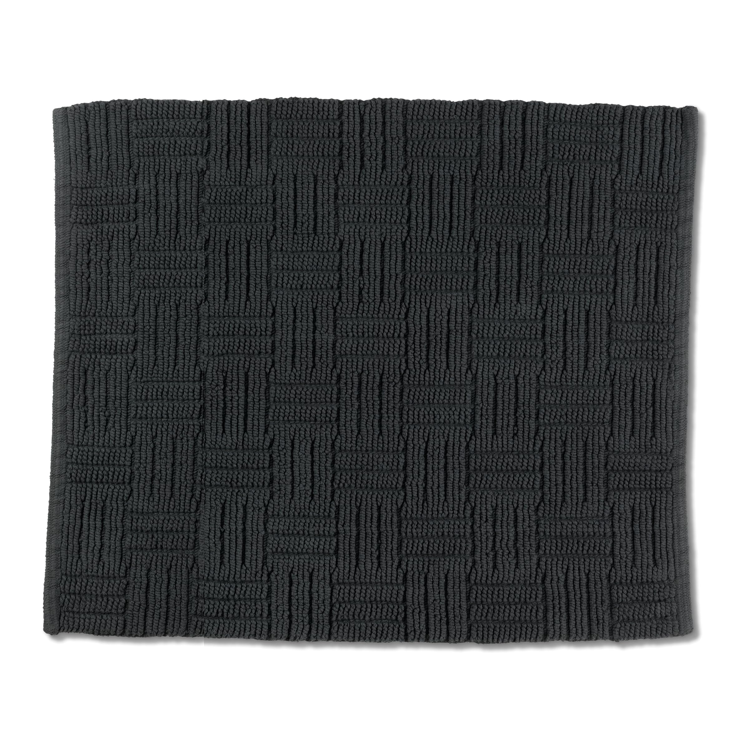 Kela Leana 23515 Bath Mat 65 cm x 55 cm 100% Cotton Granite Grey Non-Slip Washable at 30 °C Suitable for Underfloor Heating