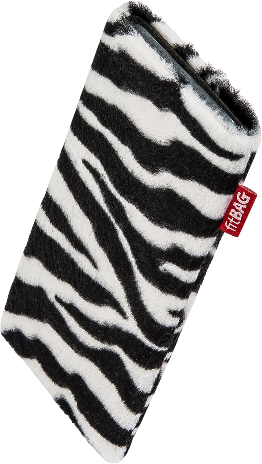 fitBAG Bonga Zebra Custom Tailored Sleeve for Huawei Ascend P7 | Made in Germany | Fine Imitation Fur Pouch case Cover with Microfibre Lining for Display Cleaning