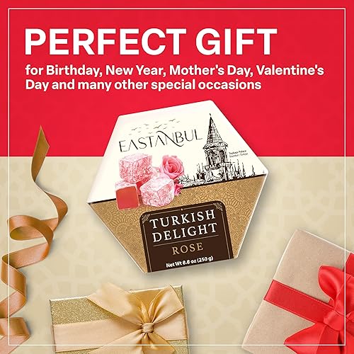 Miniatura 5 de Eastanbul Turkish Delight Rose, 8.8 onzas, caramelos turcos, caramelo de rosa, Lokum, Loukoumi, regalos de Narnia, regalos veganos, sin gluten