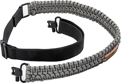 Miniatura 9 de TLO Outdoors Portafusil de Paracord  Portafusil Táctico de Rifle de 2 Puntos, Extra Ancho, Correa Ajustable con Enganches Giratorios para Rifle,